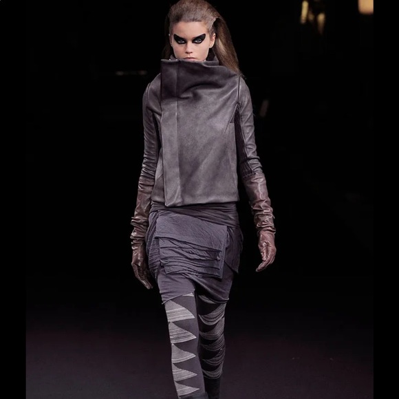 Rick Owens knit and leather bikers jacket blood 🩸 red 42/S - Picture 13 of 16